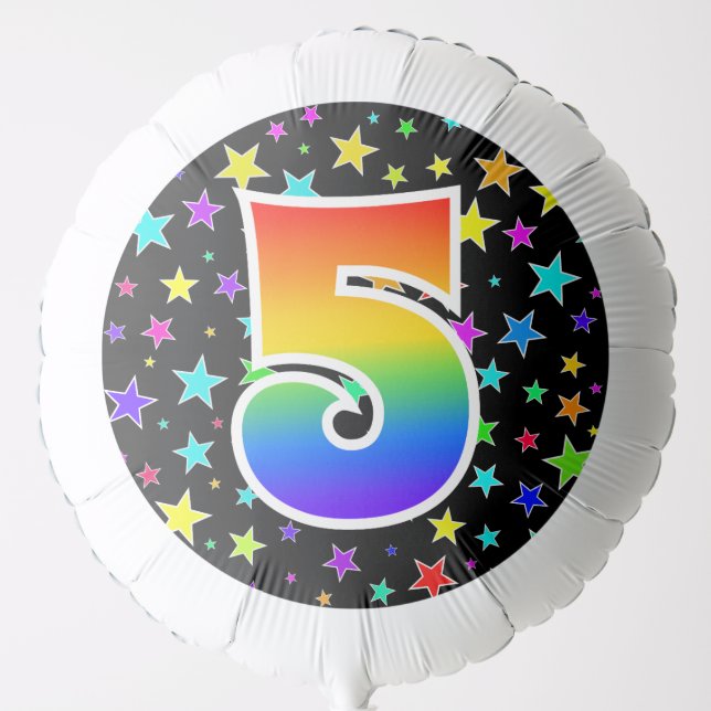 Colorful Stars + Rainbow Pattern "5" Event # Balloon (Front)