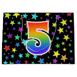 [ Thumbnail: Colorful Stars + Rainbow Pattern "5" Event # Gift Bag ]
