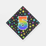 [ Thumbnail: Colorful Stars + Rainbow Pattern "5" Event # Napkins ]