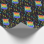 [ Thumbnail: Colorful Stars + Rainbow Pattern "5" Event # Wrapping Paper ]