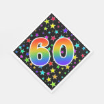 [ Thumbnail: Colorful Stars + Rainbow Pattern "60" Event # Napkins ]