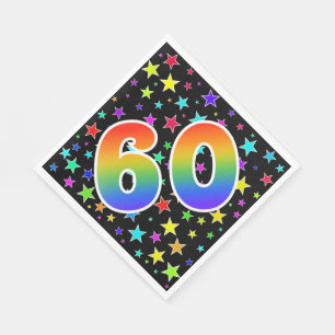 Colorful Stars + Rainbow Pattern "60" Event # Napkins