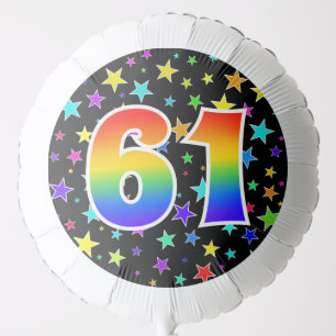 Colorful Stars + Rainbow Pattern "61" Event # Balloon