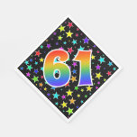 [ Thumbnail: Colorful Stars + Rainbow Pattern "61" Event # Napkins ]