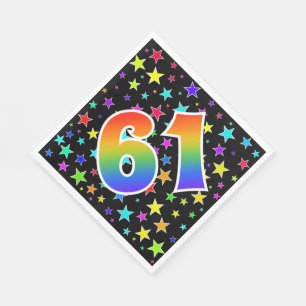 Colorful Stars + Rainbow Pattern "61" Event # Napkins