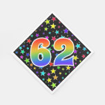 [ Thumbnail: Colorful Stars + Rainbow Pattern "62" Event # Napkins ]