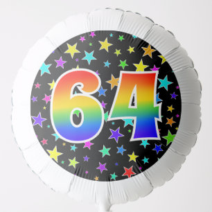 Colorful Stars + Rainbow Pattern "64" Event # Balloon