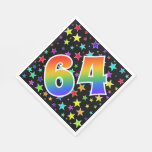 [ Thumbnail: Colorful Stars + Rainbow Pattern "64" Event # Napkins ]