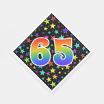 [ Thumbnail: Colorful Stars + Rainbow Pattern "65" Event # Napkins ]
