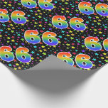 [ Thumbnail: Colorful Stars + Rainbow Pattern "66" Event # Wrapping Paper ]