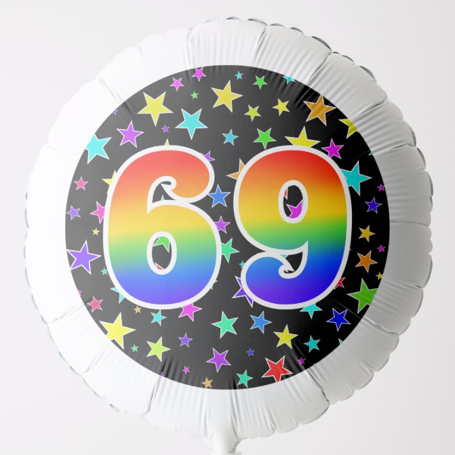 Colorful Stars + Rainbow Pattern "69" Event # Balloon (Front)