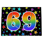 [ Thumbnail: Colorful Stars + Rainbow Pattern "69" Event # Gift Bag ]