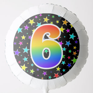 Colorful Stars + Rainbow Pattern "6" Event # Balloon