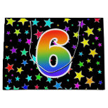 [ Thumbnail: Colorful Stars + Rainbow Pattern "6" Event # Gift Bag ]