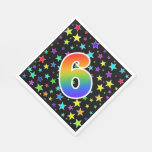 [ Thumbnail: Colorful Stars + Rainbow Pattern "6" Event # Napkins ]