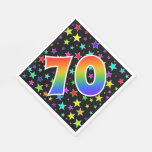 [ Thumbnail: Colorful Stars + Rainbow Pattern "70" Event # Napkins ]