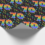 [ Thumbnail: Colorful Stars + Rainbow Pattern "70" Event # Wrapping Paper ]