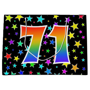 Colorful Stars + Rainbow Pattern "71" Event # Large Gift Bag