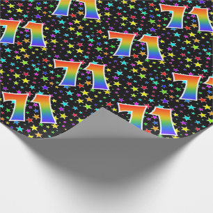Colorful Stars + Rainbow Pattern "71" Event # Wrapping Paper