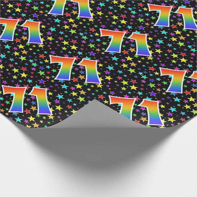 Colorful Stars + Rainbow Pattern "71" Event # Wrapping Paper (Corner)