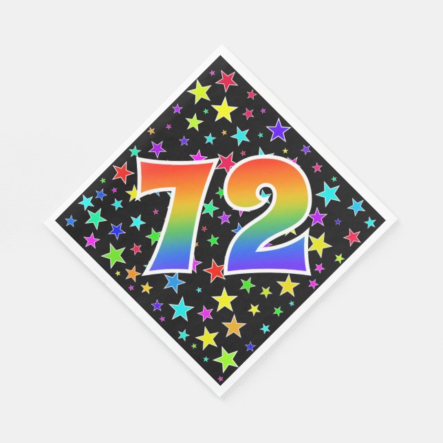 Colorful Stars + Rainbow Pattern "72" Event # Napkins (Corner)