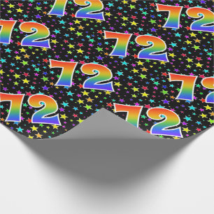 Colorful Stars + Rainbow Pattern "72" Event # Wrapping Paper