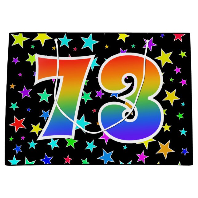 Colorful Stars + Rainbow Pattern "73" Event # Large Gift Bag (Front)