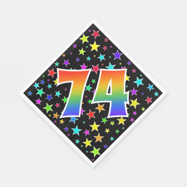 Colorful Stars + Rainbow Pattern "74" Event # Napkins (Corner)