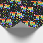 [ Thumbnail: Colorful Stars + Rainbow Pattern "74" Event # Wrapping Paper ]