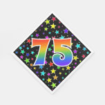 [ Thumbnail: Colorful Stars + Rainbow Pattern "75" Event # Napkins ]