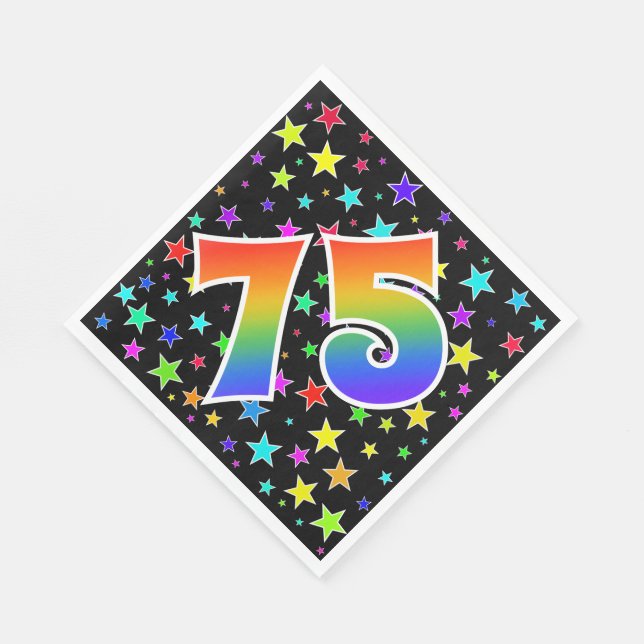Colorful Stars + Rainbow Pattern "75" Event # Napkins (Corner)
