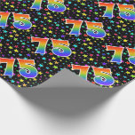 [ Thumbnail: Colorful Stars + Rainbow Pattern "75" Event # Wrapping Paper ]