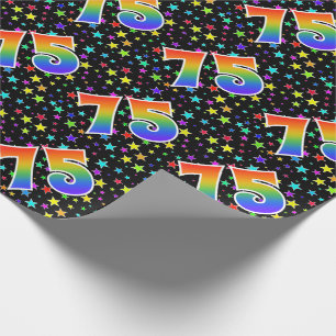 Colorful Stars + Rainbow Pattern "75" Event # Wrapping Paper
