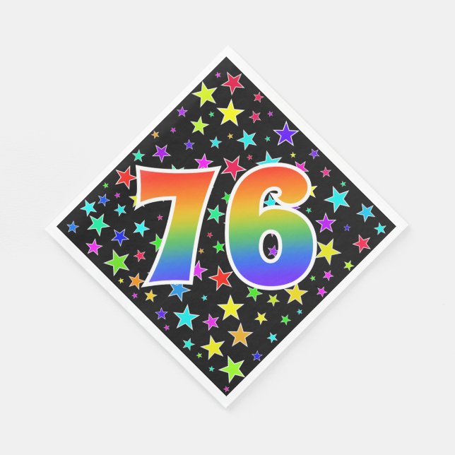 Colorful Stars + Rainbow Pattern "76" Event # Napkins (Corner)
