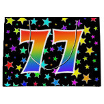 [ Thumbnail: Colorful Stars + Rainbow Pattern "77" Event # Gift Bag ]