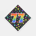 [ Thumbnail: Colorful Stars + Rainbow Pattern "77" Event # Napkins ]