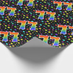 [ Thumbnail: Colorful Stars + Rainbow Pattern "77" Event # Wrapping Paper ]