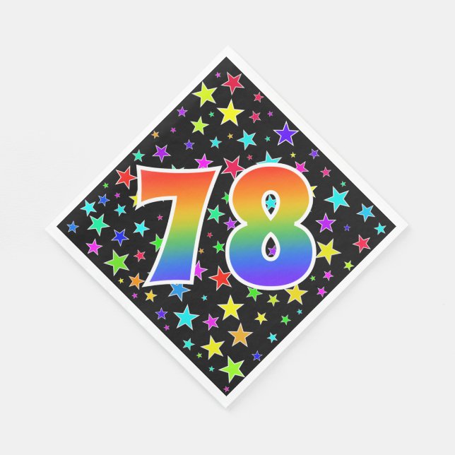 Colorful Stars + Rainbow Pattern "78" Event # Napkins (Corner)