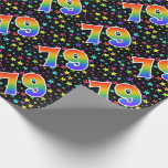 [ Thumbnail: Colorful Stars + Rainbow Pattern "79" Event # Wrapping Paper ]