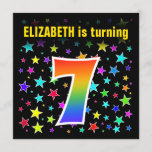 [ Thumbnail: Colorful Stars + Rainbow Pattern "7" Birthday # Invitation ]
