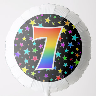 Colorful Stars + Rainbow Pattern "7" Event # Balloon