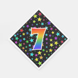 [ Thumbnail: Colorful Stars + Rainbow Pattern "7" Event # Napkins ]
