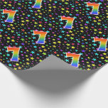 [ Thumbnail: Colorful Stars + Rainbow Pattern "7" Event # Wrapping Paper ]