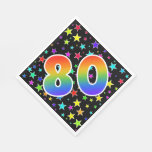 [ Thumbnail: Colorful Stars + Rainbow Pattern "80" Event # Napkins ]