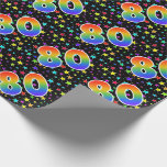 [ Thumbnail: Colorful Stars + Rainbow Pattern "80" Event # Wrapping Paper ]
