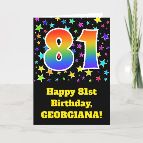 Colorful Stars  Rainbow Pattern 81 Birthday  Card