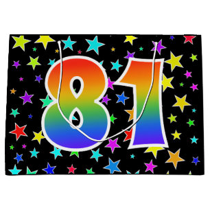 Colorful Stars + Rainbow Pattern "81" Event # Large Gift Bag