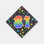 [ Thumbnail: Colorful Stars + Rainbow Pattern "81" Event # Napkins ]