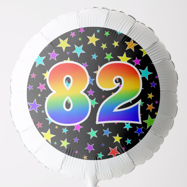 Colorful Stars + Rainbow Pattern "82" Event # Balloon (Front)