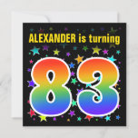 [ Thumbnail: Colorful Stars + Rainbow Pattern "83" Birthday # Invitation ]
